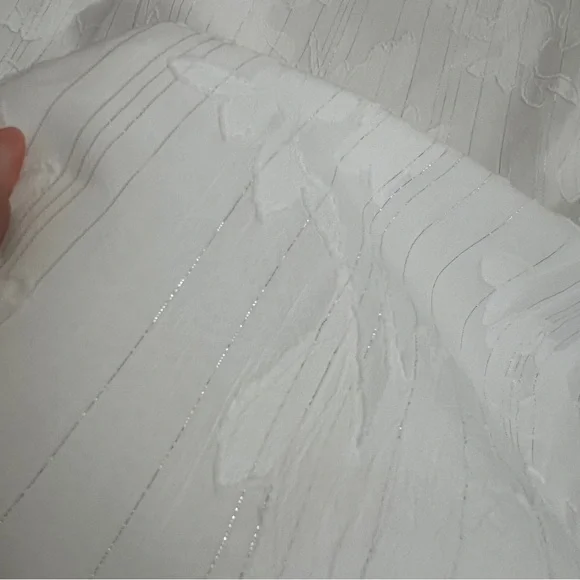 Lulus Loveliest Looks Midi Dress XS White Floral Jacquard Metallic Cottagecore - Picture 6 of 11